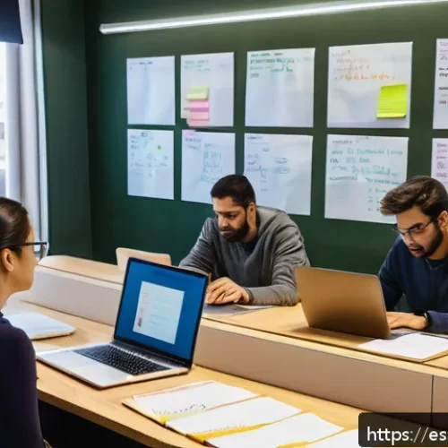 Home 30 학술적 논문 작성법 - A warm and inviting modern workspace where a diverse group of Spanish-speaking researchers and stude...